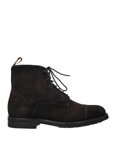 SANTONI SANTONI MAN ANKLE BOOTS DARK BROWN SIZE 9 LEATHER
