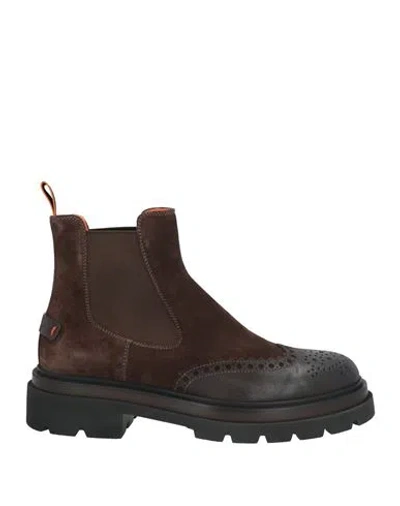 Santoni Man Ankle Boots Dark Brown Size 9 Leather