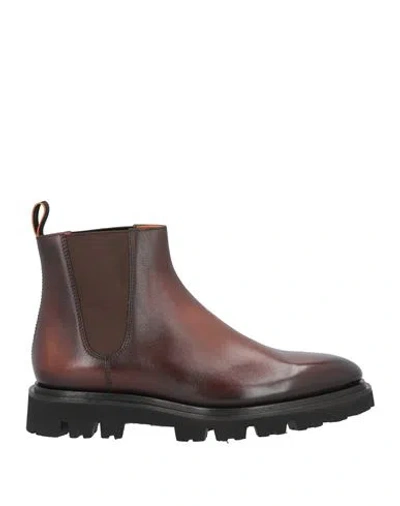 Santoni Man Ankle Boots Dark Brown Size 9 Leather