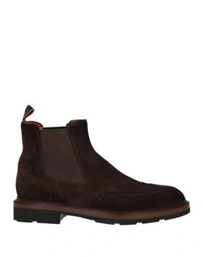 Santoni Man Ankle Boots Dark Brown Size 9.5 Leather