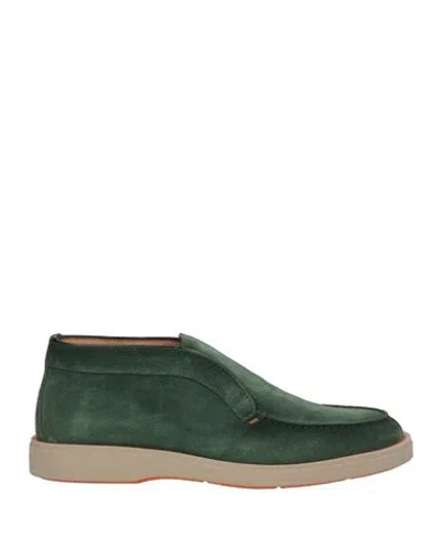 Santoni Slip-on Suede Boots In Green