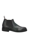 Santoni Man Ankle Boots Dark Green Size 7 Leather In Black
