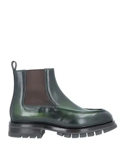 Santoni Man Ankle Boots Dark Green Size 8 Soft Leather