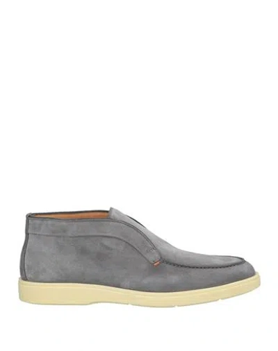 Santoni Man Ankle Boots Grey Size 11 Leather