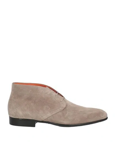 Santoni Man Ankle Boots Grey Size 8.5 Leather