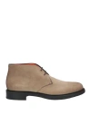 Santoni Man Ankle Boots Khaki Size 12 Leather In Beige