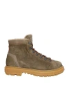Santoni Man Ankle Boots Khaki Size 9 Leather In Brown