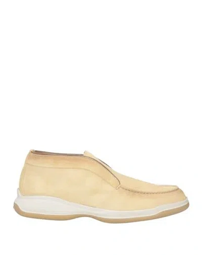 Santoni Man Ankle Boots Light Yellow Size 9 Leather