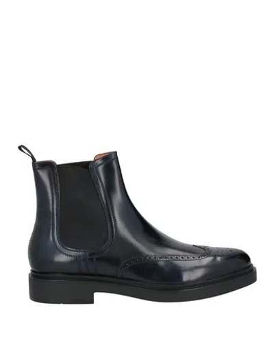 Santoni Man Ankle Boots Midnight Blue Size 13 Leather