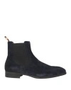 Santoni Man Ankle Boots Midnight Blue Size 7.5 Leather In Blue