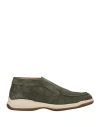 Santoni Man Ankle Boots Military Green Size 12 Leather