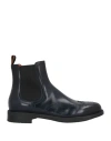 Santoni Man Ankle Boots Navy Size 11.5 Leather In Navy Blue