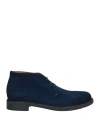 Santoni Man Ankle Boots Navy Blue Size 8 Leather In Navy Blue