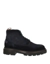 Santoni Man Ankle Boots Navy Size 10 Leather In Blue