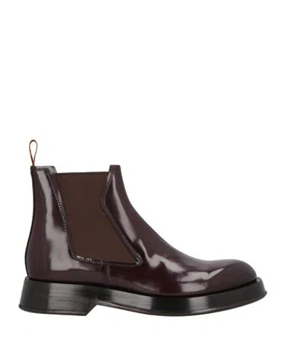 Santoni Man Ankle Boots Plum Size 8.5 Leather In Purple