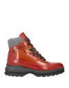 Santoni Man Ankle Boots Rust Size 8 Leather, Synthetic Fibers