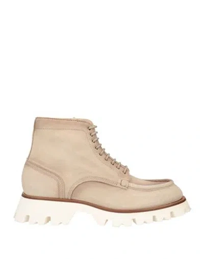 Santoni Man Ankle Boots Sand Size 9 Leather In Beige