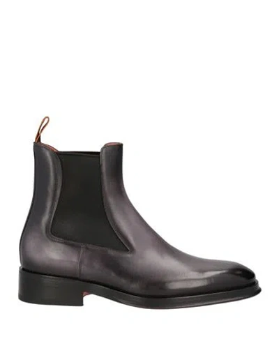 Santoni Man Ankle Boots Steel Grey Size 11 Soft Leather