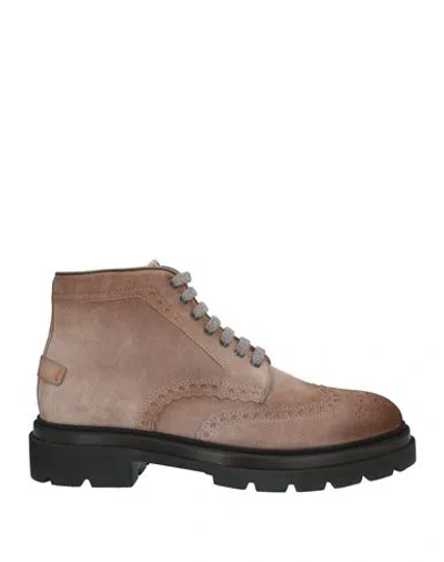 Santoni Man Ankle Boots Taupe Size 10 Leather In Brown