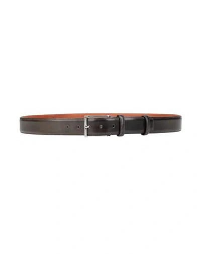 Santoni Man Belt Charcoal Size 43 Leather In Gray