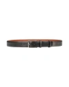 Santoni Man Belt Dark Green Size 43 Leather In Black