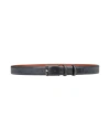 Santoni Man Belt Slate Blue Size 43 Leather In Black