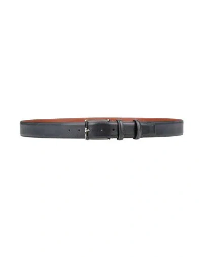Santoni Man Belt Slate Blue Size 43 Leather In Black