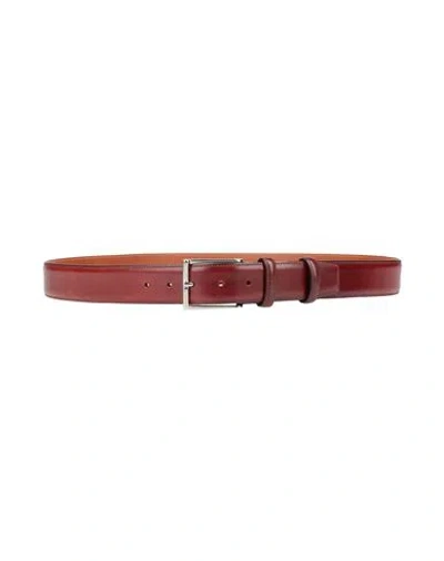 Santoni Man Belt Tan Size 43 Leather In Red