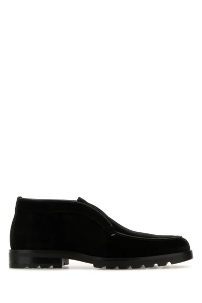 Santoni Man Black Suede Desert Slip-ons