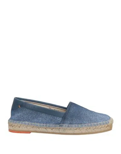 Santoni Man Espadrilles Blue Size 4 Textile Fibers