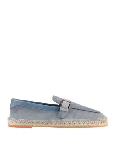 Santoni Man Espadrilles Light Blue Size 7.5 Leather