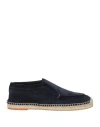 Santoni Man Espadrilles Navy Size 7 Leather In Navy