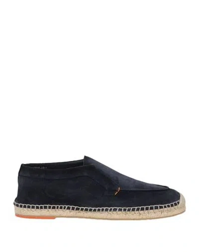 Santoni Man Espadrilles Navy Size 7 Leather