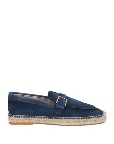 Santoni Man Espadrilles Navy Size 9 Leather