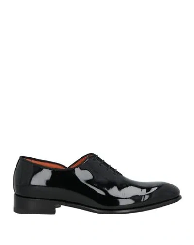 Santoni Man Lace-up Shoes Black Size 12 Leather