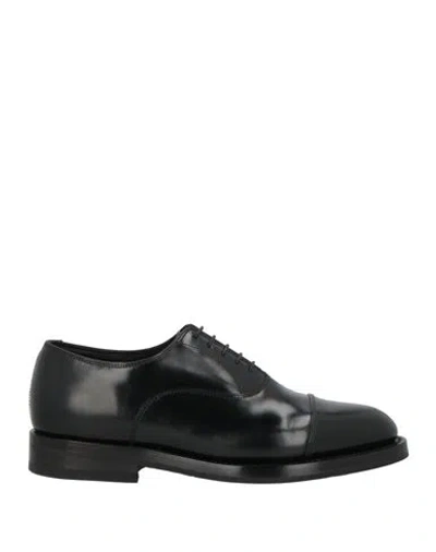Santoni Man Lace-up Shoes Black Size 6 Leather