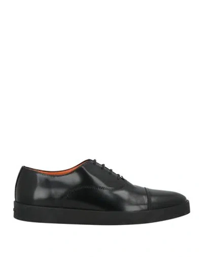 Santoni Man Lace-up Shoes Black Size 6.5 Leather