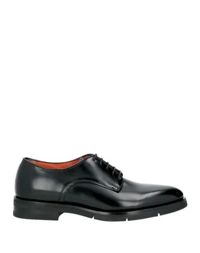 Santoni Man Lace-up Shoes Black Size 7.5 Leather