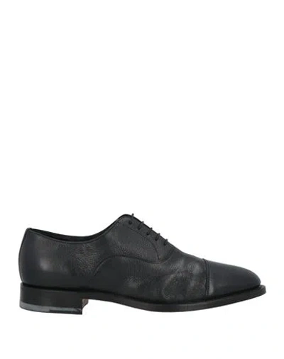 Santoni Man Lace-up Shoes Black Size 7.5 Soft Leather