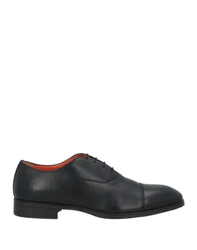 SANTONI SANTONI MAN LACE-UP SHOES BLACK SIZE 12 LEATHER