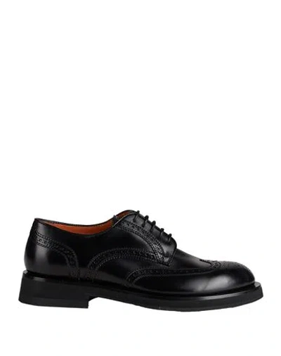 Santoni Man Lace-up Shoes Black Size 8.5 Leather