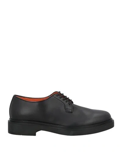 Santoni Man Lace-up Shoes Black Size 9 Leather