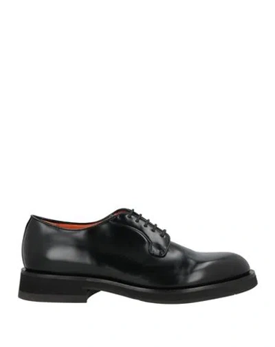 Santoni Man Lace-up Shoes Black Size 9 Leather