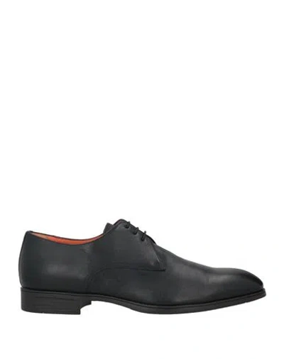Santoni Man Lace-up Shoes Black Size 9 Leather