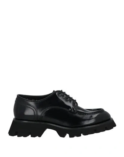 Santoni Man Lace-up Shoes Black Size 9 Leather