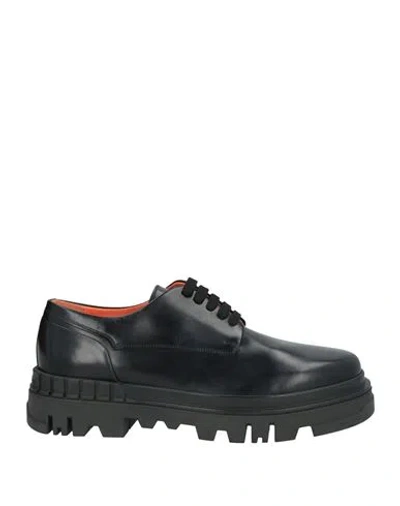 Santoni Man Lace-up Shoes Black Size 9 Leather