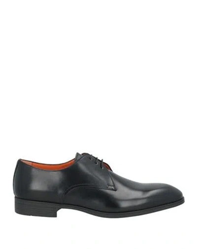 Santoni Man Lace-up Shoes Black Size 7 Leather
