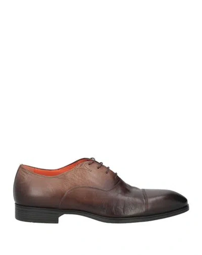 Santoni Man Lace-up Shoes Brown Size 10 Leather
