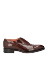 Santoni Man Lace-up Shoes Burgundy Size 11.5 Soft Leather In Brown