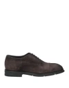 Santoni Man Lace-up Shoes Charcoal Size 9 Leather In Grey